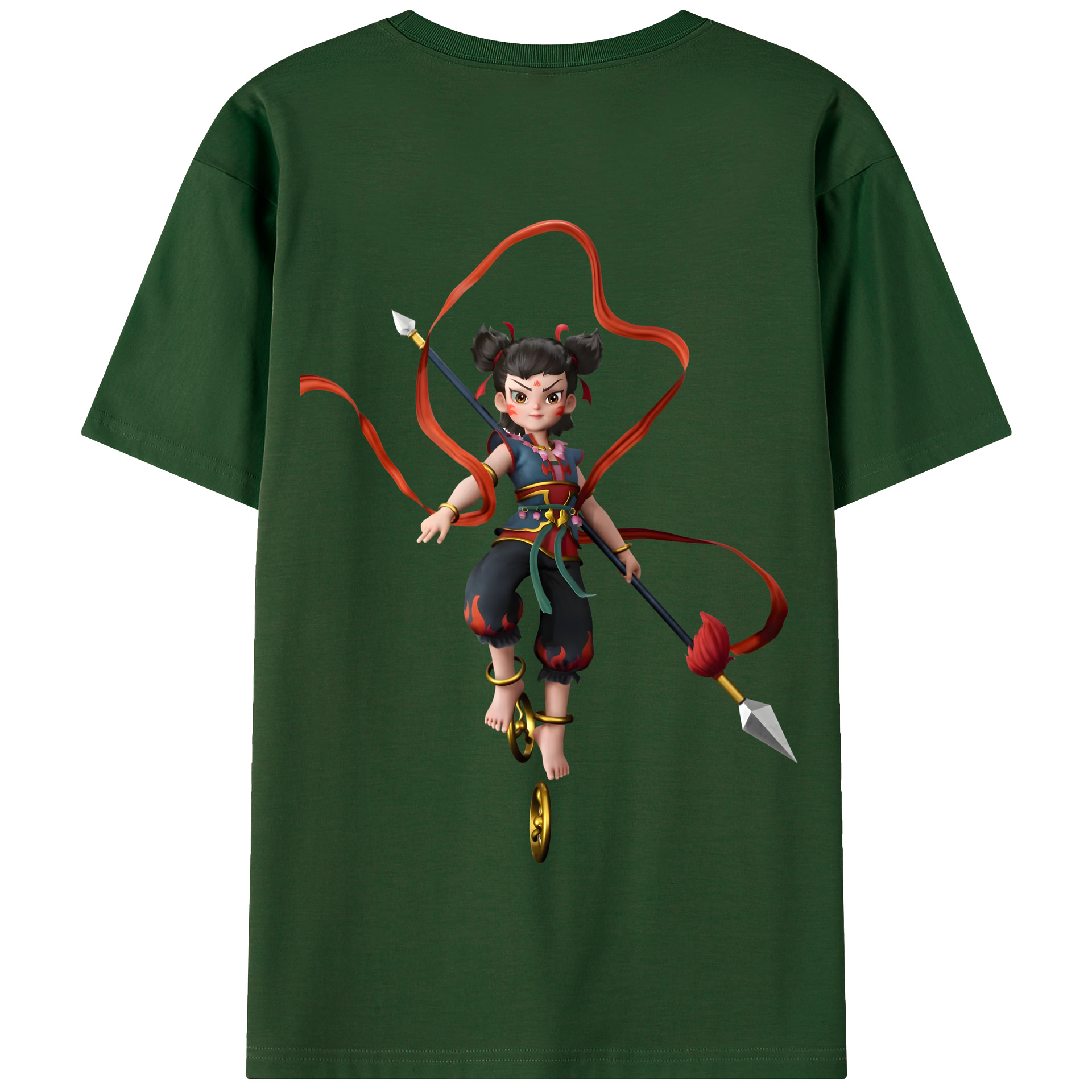 （画像用） Ne Zha 2 ナタ 魔童の大暴れ 綿100％半袖Tシャツ（背面プリント）